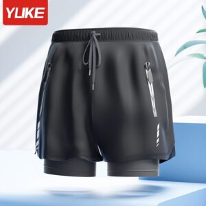 Quần Bơi Nam 2 Lớp – 2 Ống Kiểu Dáng Khoẻ Khoắn Thích Hợp Bơi Lội Lướt Ván Chèo Thuyền – Màu Đen