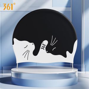 Mũ Bơi Silicone Chống Nước 361 – Họa Tiết Báo Trắng