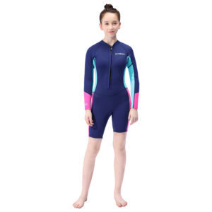 Đồ Bơi Giữ Nhiệt Bé Gái Thiếu Niên Liền Thân Dài Tay Dày 2.5mm Wetsuit WS704 Dive&Sail – Xanh