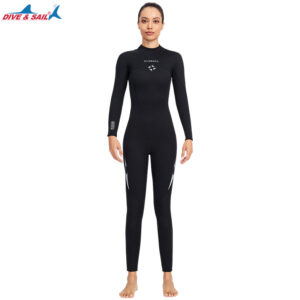 Bộ Bơi Liền Nữ Giữ Nhiệt Dive&Sail Wetsuit Dày 3mm WS015 Đen Kéo Khóa Sau