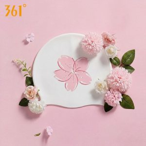 Mũ Bơi Silicone Chống Nước 361 SAKURA Trắng Hồng