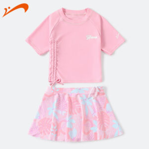 Đồ Bơi Cho Bé Gái Quần Giả Váy Cộc Tay YY1601 Hồng