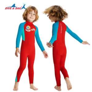 Đồ Bơi Dive & Sail Cho Bé Trai Liền Thân Dài Tay DS190 Đỏ Tay Xanh