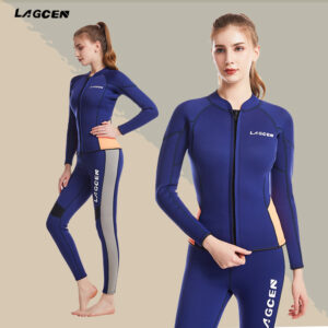 Đồ Bơi Mùa Đông Giữ Ấm Dạng Rời Cho Nữ Wetsuit Áo Kéo Khoá Quần Dài Dày 2mm – Xanh
