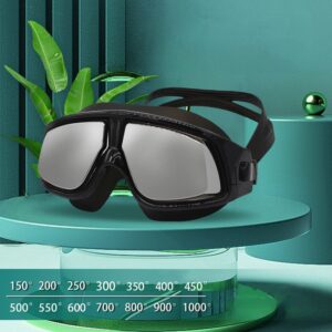Kính Bơi Cận Mắt To Độ Cận từ 2.0 tới 5.0 diop – 9604 Đen Tráng Bạc
