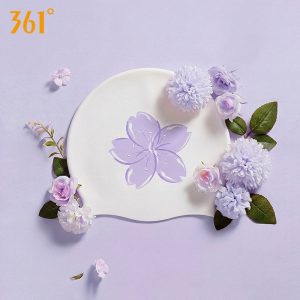 Mũ Bơi Silicone Chống Nước 361 SAKURA Trắng Hoa Tím