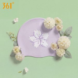 Mũ Bơi Silicone Chống Nước 361 SAKURA Tím Hoa Trắng